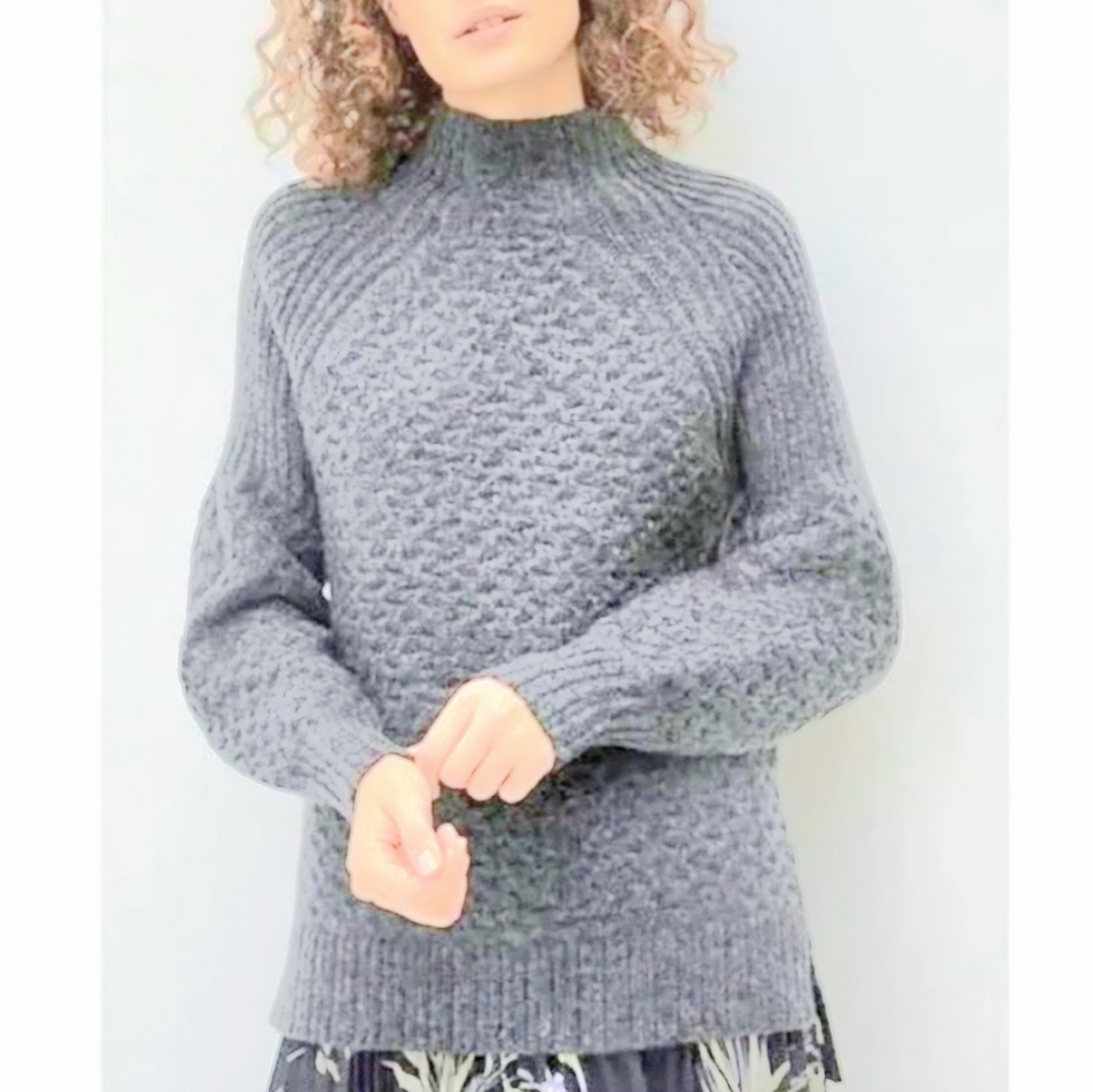 By Anthropologie Bia Mock Neck Tunic Sweater Size Small Light Gray Alpaca Blend